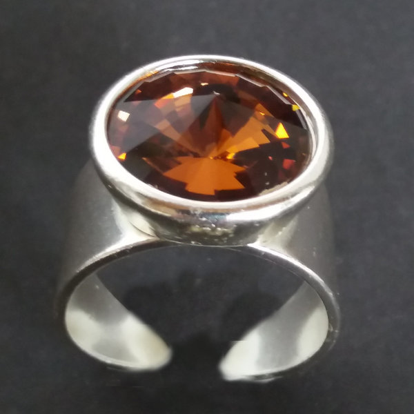 Ring versilbert mit Swarovski Kristall Light Colorado Topaz