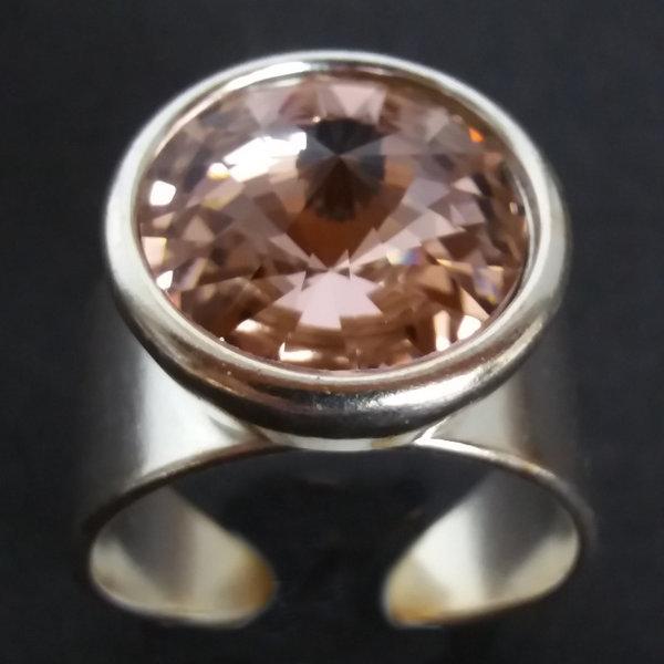 Ring versilbert mit Swarovski Kristall Vintage Rose